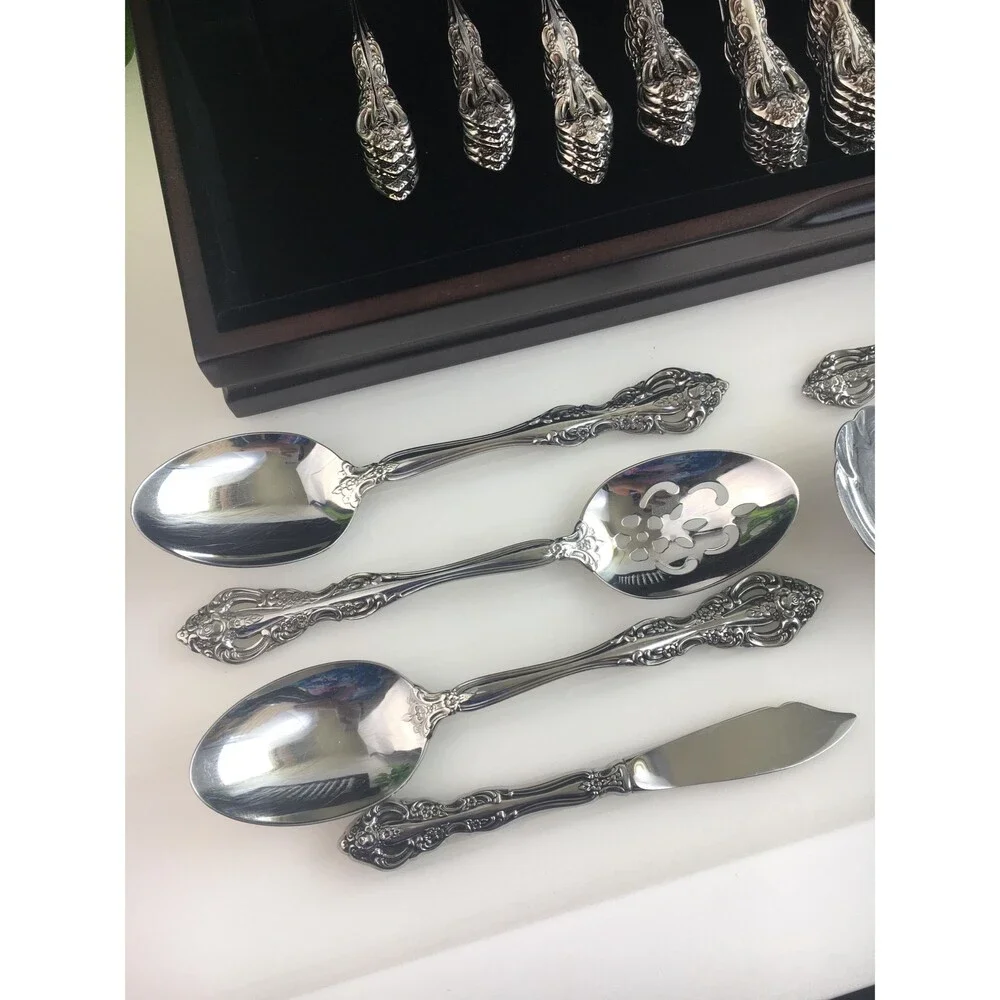 ONEIDA Heirloom Cube Michelangelo 18/10 SS Flatware Set For 12 + Serving 74Pc